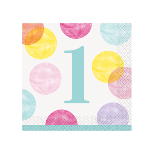 [P06.73281] Serv. Ch Pink Dots 1st Bday 16pz