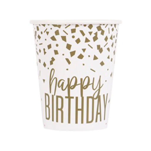 [P06.78436] Vaso 9oz Gold Confetti Birthday C/8