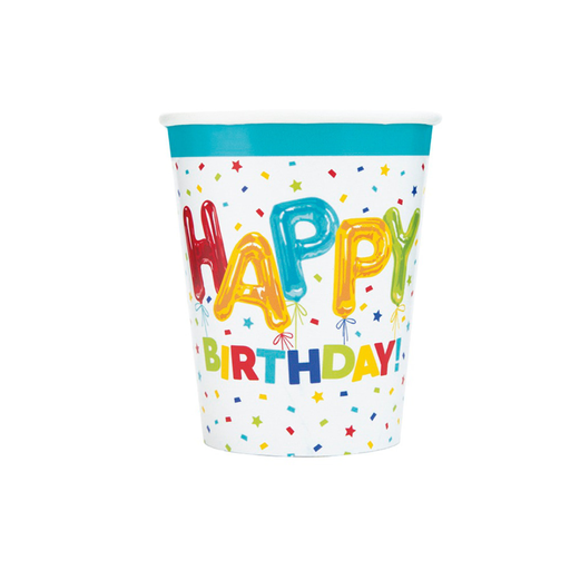 [P06.73106] Vaso 9oz Happy Balloon Birthday 8pz