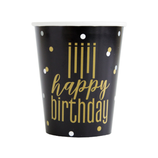 [P06.73186] Vaso 9oz Metallic Happy Birthday C/8