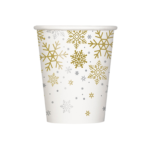 [P06.77126] Vaso 9oz Silver & Gold Snowflake 8pz