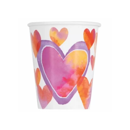 [P06.58566] Vaso 9oz Water Colors Hearts 8pz