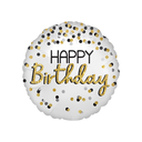 HB053 Globo 18" Satin Black Silver Gold Birthday