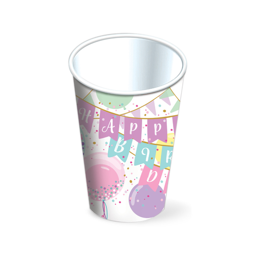 [P01.420G/731] Vaso 9oz Happy Bday Sweet Ballons 8pz