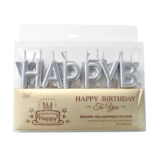 [P08.626063] Velas Happy Bday Plateadas
